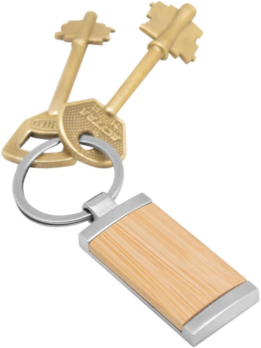 Llavero de Bamboo Metal Tag