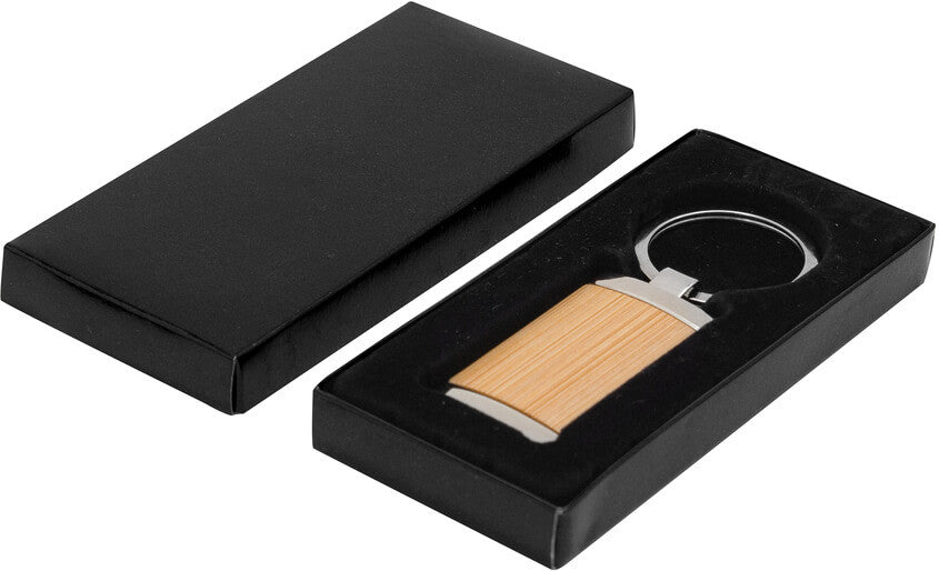 Llavero de Bamboo Metal Tag
