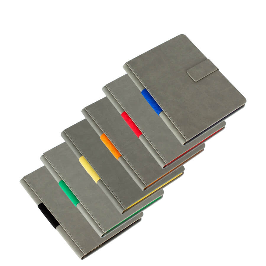 Cuaderno A5 Gris PU Tapa Dura