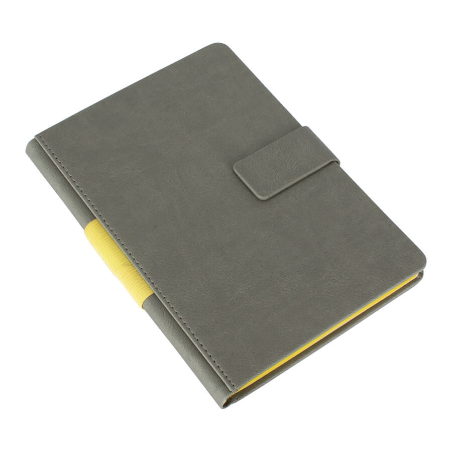 Cuaderno A5 Gris PU Tapa Dura