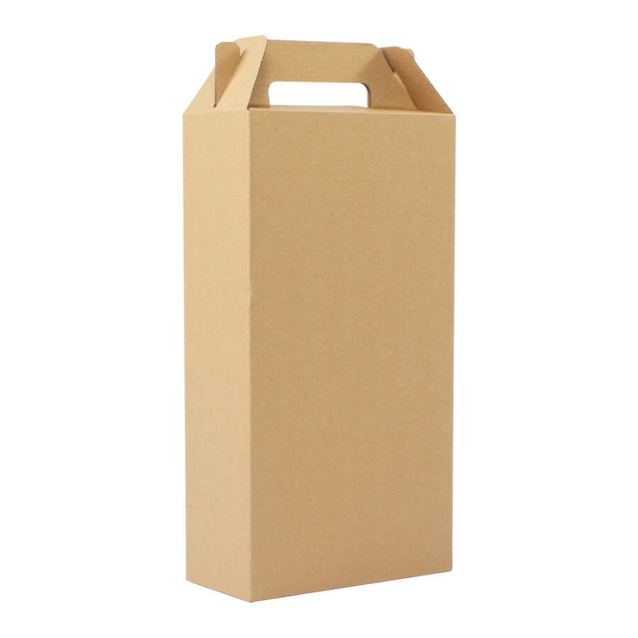 Caja de Cartón con Asas, 2 Botellas de Vino
