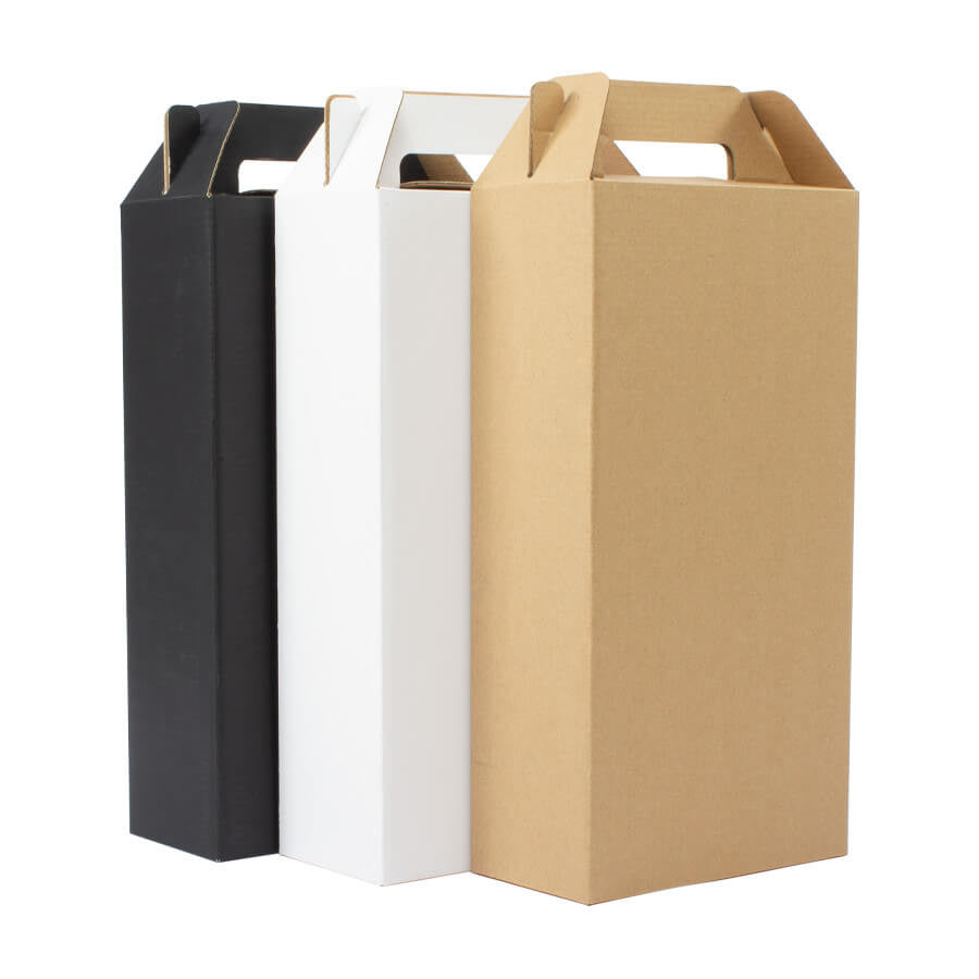 Caja de Cartón con Asas, 2 Botellas de Vino